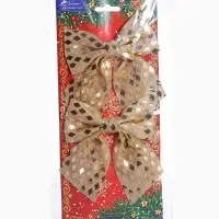 Ёлочные игрушки 2 шт. &laquo;Зимнее волшебство. Бант&raquo; пластик, 12&times;11 см, золото