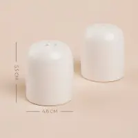 Набор для специй и соусов SL Home &laquo;Тренто&raquo;, 5 предметов, соусник 300 мл, солонка/перечница 60 мл, на деревянной подставке, фарфор, белый