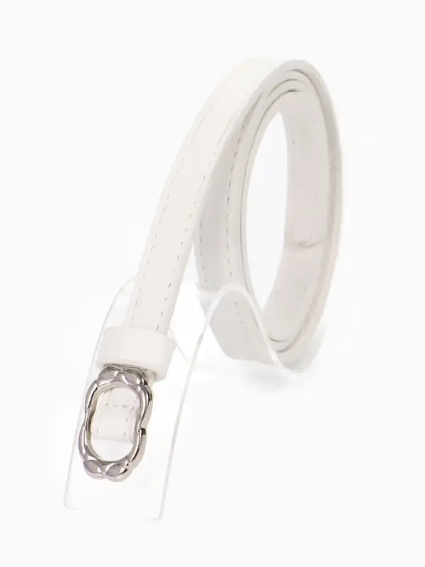 Ремень женский, узкий, 1.4&times;105 см, металлическая пряжка, белый