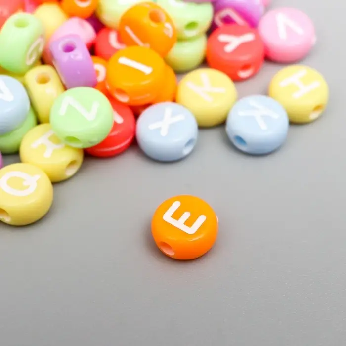 Набор бусин для рукоделия и плетения «Арт Узор. Яркие кружочки с буквами», пластик, 20 г, 0.4×0.7×0.7 см Набор бусин для рукоделия и плетения «Арт Узор. Яркие кружочки с буквами», пластик, 20 г, 0.4×0.7×0.7 см