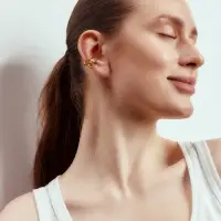 Серьга кафф &laquo;Таяние&raquo; два бублика, цвет золото