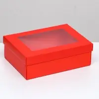 Коробка подарочная складная, упаковка, &laquo;Красная&raquo;, с окном, 21&times;15&times;7 см
