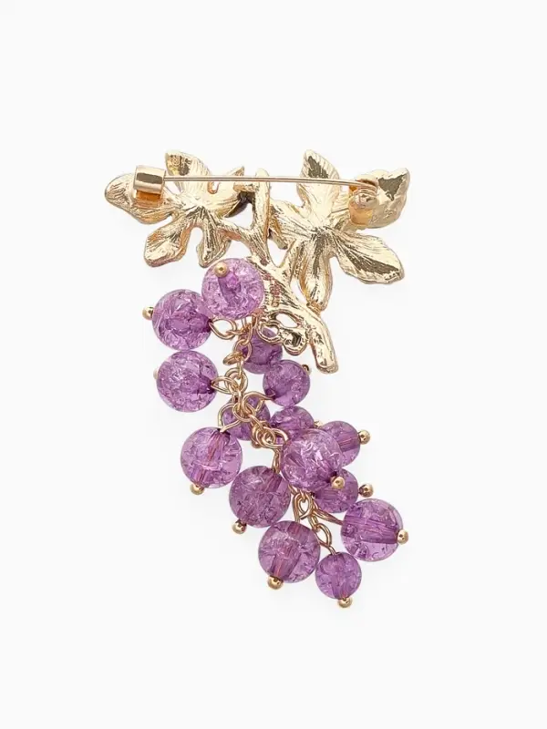 Брошь &laquo;Аметист&raquo;, виноград, подвижные бусины, зелёно-фиолетовая в золоте