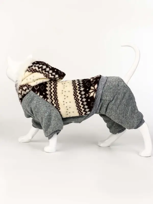 Комбинезон Комбинезон "Лапландия", с подкладом, размер S (ДС 25, ОГ 35, ОШ 25см), серый/бордо