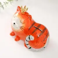 Копилка для денег &laquo;Спящая рыжая кошка в короне&raquo;, керамика, 16.2&times;10.3&times;12.6 см