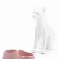 Миска двойная &laquo;Мур-мяу&raquo; 22.5 см &times; 13 см &times; 6 см, 0.2 л, пластик, розовая