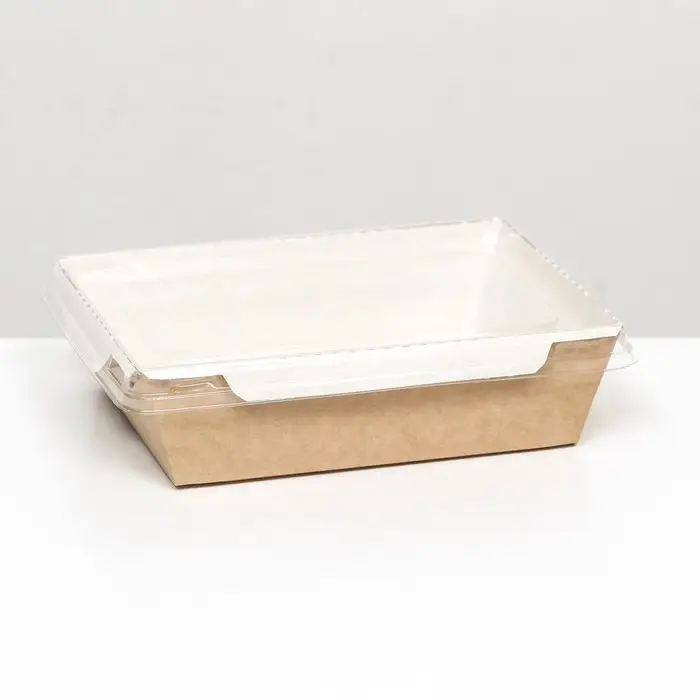 Контейнер с плоской крышкой, крафт, 0,5 л, 16 х 12 х 4,5 см Контейнер с плоской крышкой, крафт, 0,5 л, 16 х 12 х 4,5 см