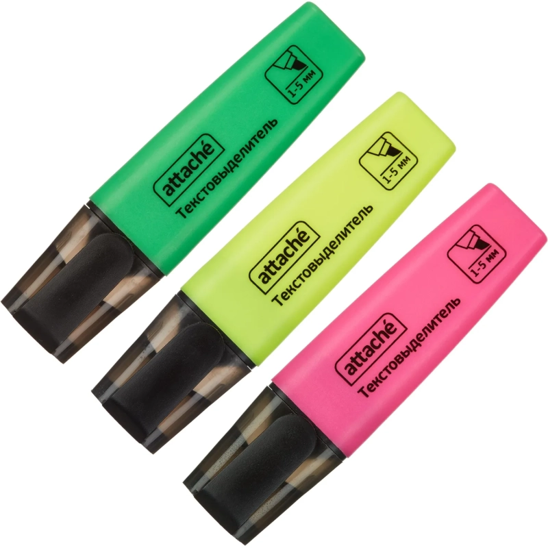 Набор текстовыделителей Attache Colored 1-5мм набор 3цв