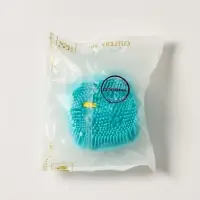 Щётка - мочалка массажная силиконовая с ёмкостью для мыла Доляна, бирюзовая