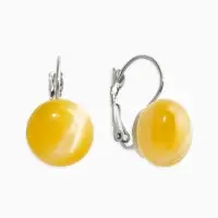 Серьги пластик "Таблетка" кошачий глаз, цвет бежевый в серебре