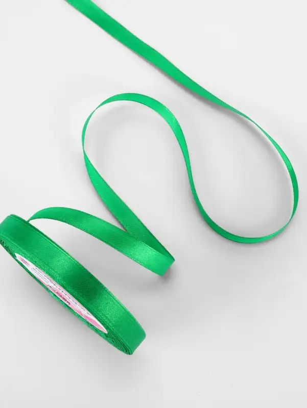 Лента атласная, 10 мм × 23 ± 1 м, цвет зелёный №19
