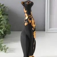 Фигурка керамика &laquo;Кошка Багира прямая&raquo;, чёрный, 6&times;6&times;21 см