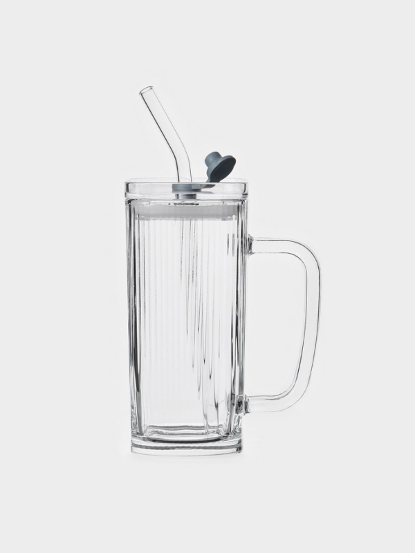 Стакан с крышкой и трубочкой Стакан с крышкой и трубочкой "Лайн", 360 мл, 13,8х6 см