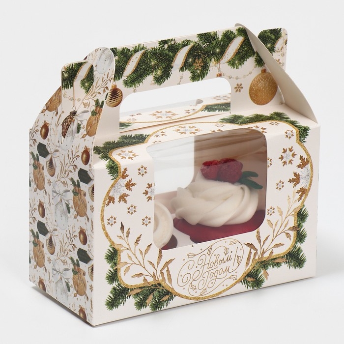 Коробочка для кексов «Шары», 16 х 10 х 8 см, Новый год