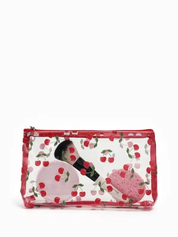 Косметичка ПВХ Вишня 25*5*15, отд на молнии,  прозрачный