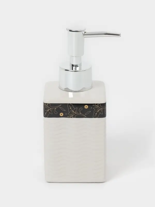 Аксессуары для ванной &laquo;Золотой лист&raquo;, 4 предмета: дозатор 250 мл, мыльница, 2 стакана, белые