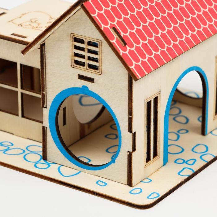 Комплекс-площадка для грызунов с 2 домиками и горкой, фанера, 19 х 14 см Комплекс-площадка для грызунов с 2 домиками и горкой, фанера, 19 х 14 см