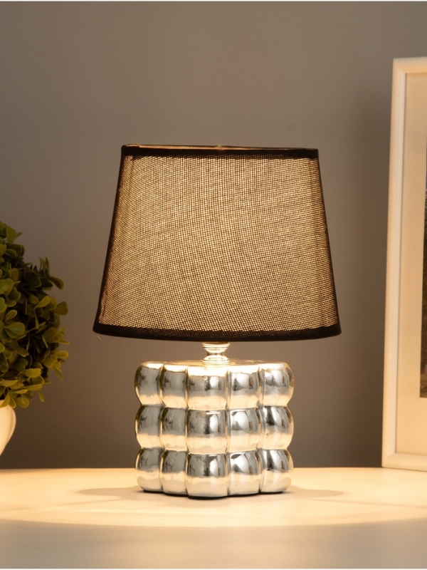 Лампа настольная Лампа настольная "Бабл" 40Вт Е14 серебро 17х17х24см