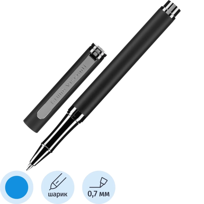 Ручка шариковая VENEZIA PRAGMATICO 1.0,син,корп.чер/фут.чер,20-0384-04/09