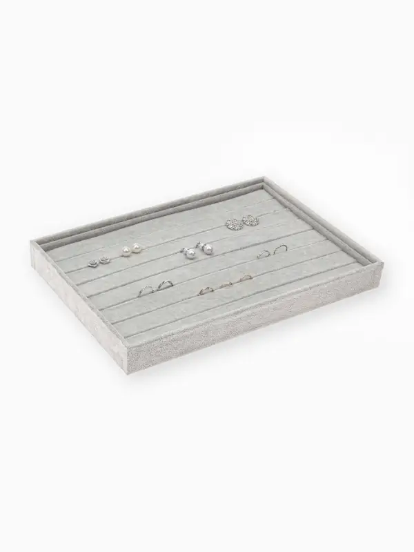 Подставка для колец &laquo;QF. Флок&raquo;, 7 полос, 35&times;24&times;3 см, серая