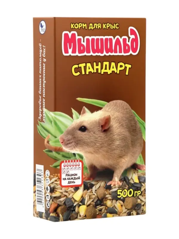Зерновой корм &laquo;Мышильд стандарт&raquo; для декоративных крыс, 500 г, коробка