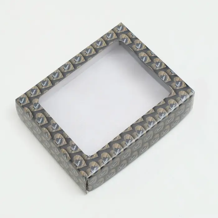 Коробка крышка - дно Love, с окном, 18×15×5 см