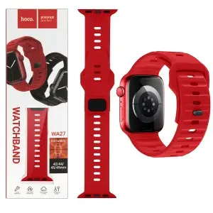 Ремешок для Apl watch 42/44/45/49mm WA27 stepped pattern solid color silicone strap Red HOCO