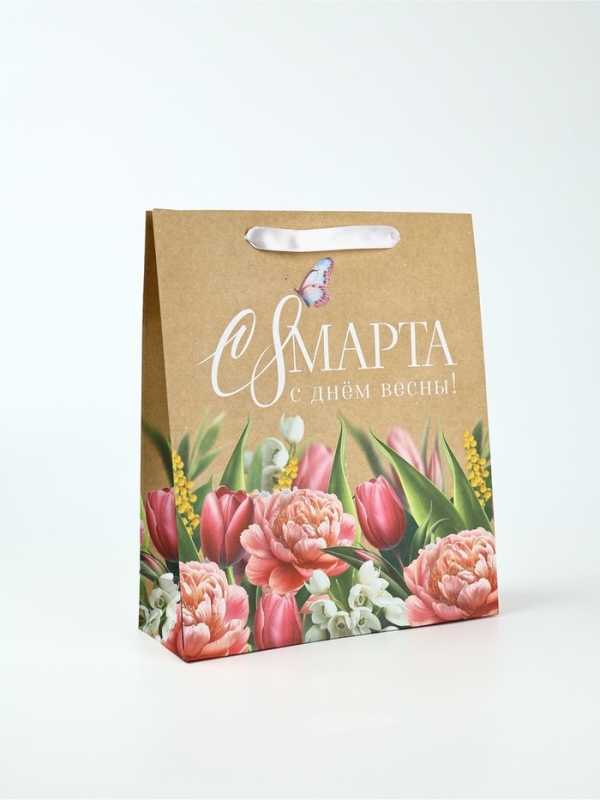 Пакет подарочный крафтовый «8 марта», M 25.5 х 9 х 30 см Пакет подарочный крафтовый «8 марта», M 25.5 х 9 х 30 см