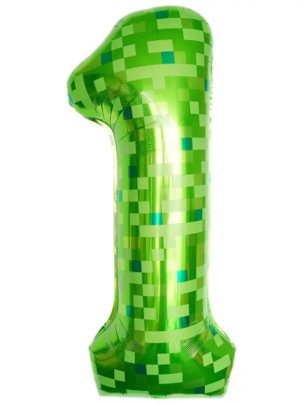 Воздушный шар фольгированный 40" цифра "1" пиксели, в ин.уп.