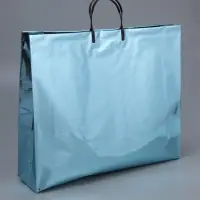 Пакет подарочный ПВХ, голография, голубой, пластиковая ручка, 50&times;42&times;12 см