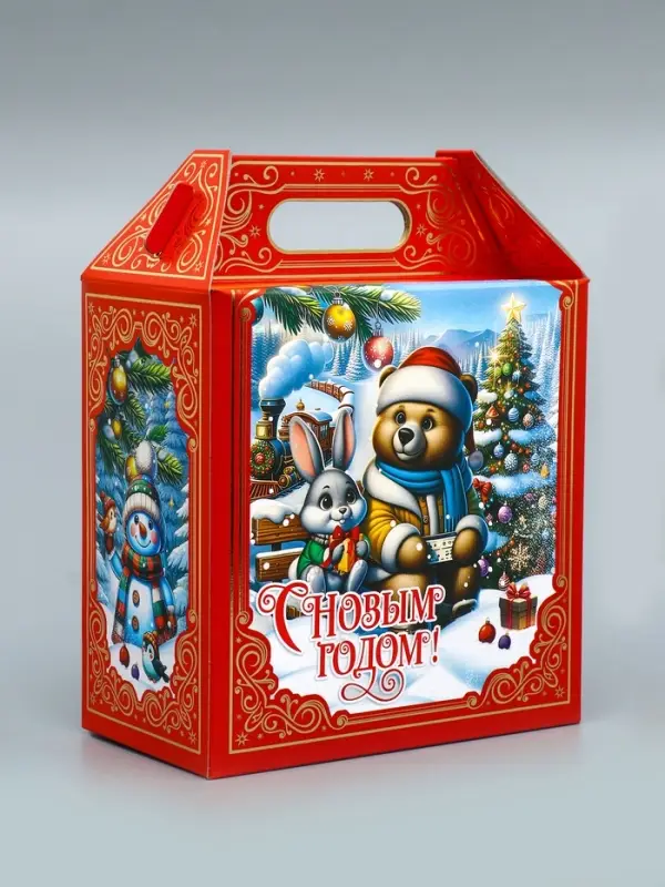 Коробка подарочная новогодняя «Путешествие на паровозе» 21×12×27 см Коробка подарочная новогодняя «Путешествие на паровозе» 21×12×27 см