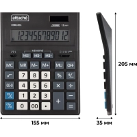 Калькулятор настольный Attache CDB1201-BK 12-разрядный черный 205x155x35 мм