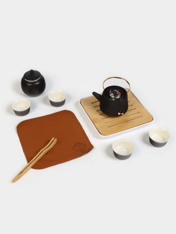 Набор для чайной церемонии &laquo;Мотомия&raquo;, 9 предметов, на 4 персоны, чашка 40 мл, чайник 200 мл, керамика, чёрный