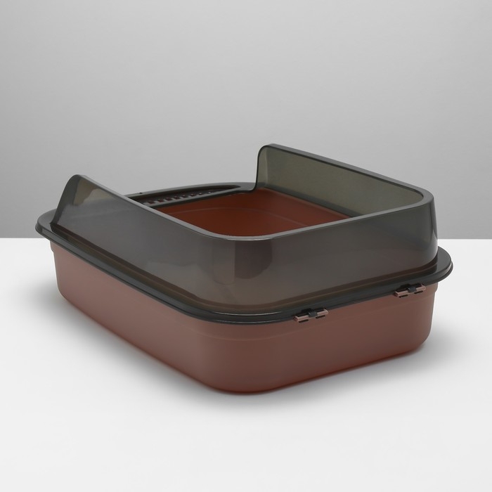 Туалет с прозрачными бортами с совком и фильтром, 50 х 34 х 18 см, коричневый Туалет с прозрачными бортами с совком и фильтром, 50 х 34 х 18 см, коричневый