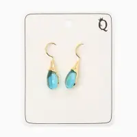 Серьги "Капля",  цвет голубой в золоте