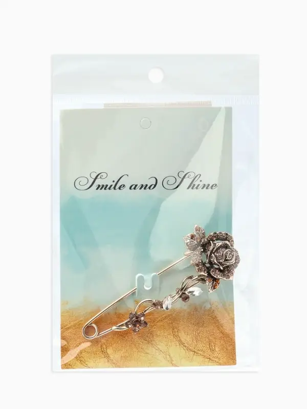 Булавка &laquo;Цветок Роза&raquo;, 8.5 см, цветная в чернёном золоте