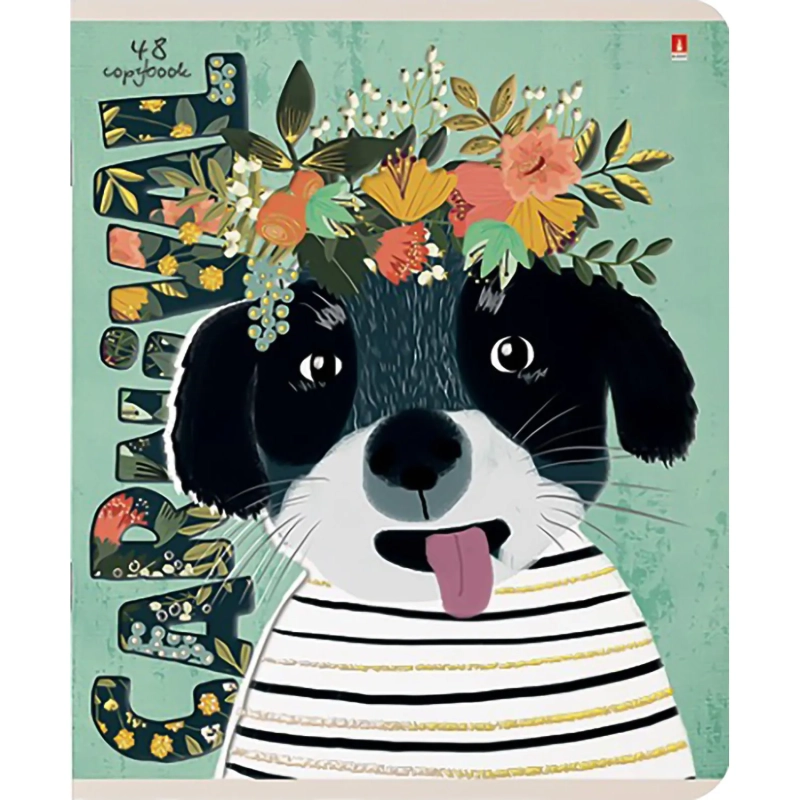 Тетрадь общая А5 ,48л, клетка,скрепка, КАРНАВАЛ NEW, 5 шт в уп,7-48-437/5