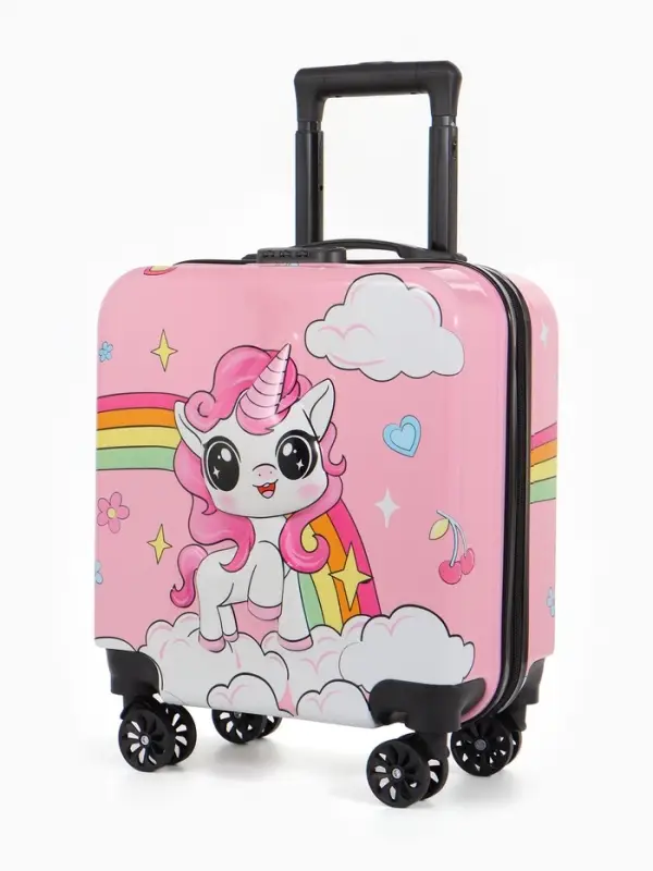 Чемодан дет Единорог 18 Чемодан дет Единорог 18", 35*22*27 см, отдна молнии, код.замок, 4 колеса,