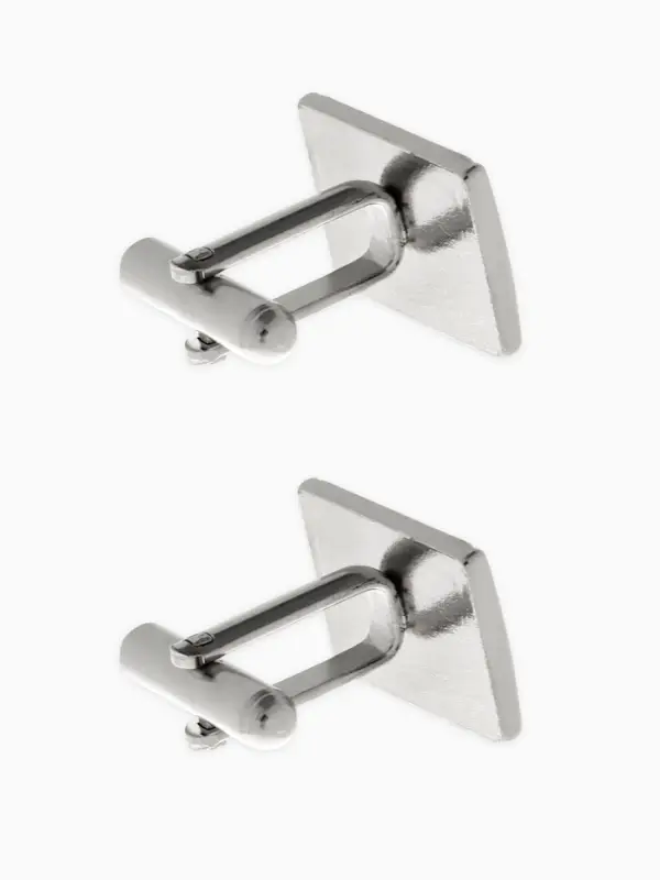 Запонки стальные &laquo;Прямоугольник&raquo;, в рамке с эмалью, чёрные в серебре