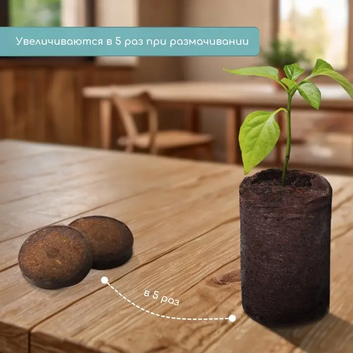 Таблетки торфяные, для рассады, d=4.2 см, с оболочкой, набор 8 шт.