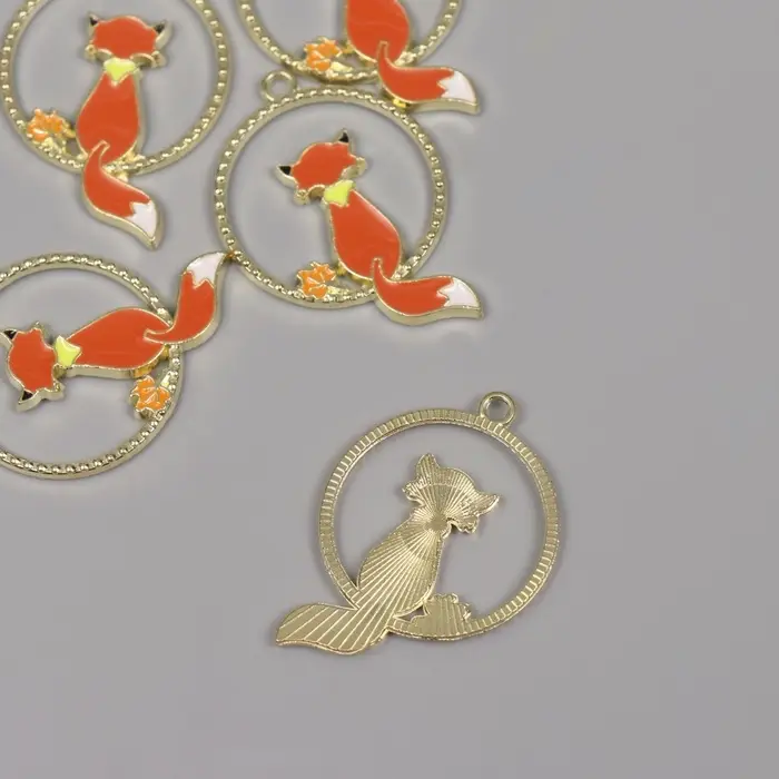 Декор для творчества металл, эмаль Декор для творчества металл, эмаль "Задумчивая лисичка" 3,5х2,5 см