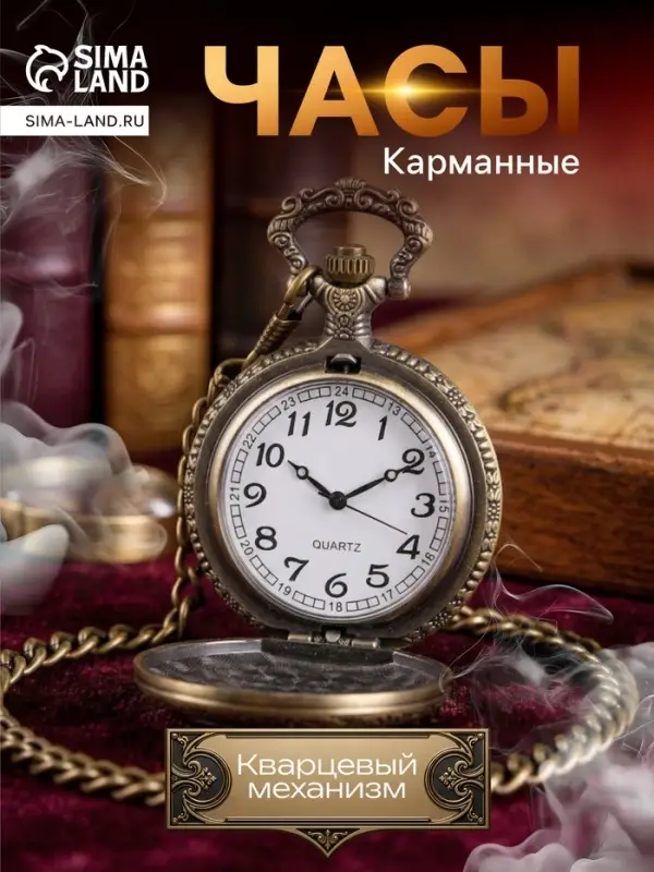 Часы карманные &laquo;Бронзовый каркас&raquo;, кварцевые, циферблат d=4.5, на цепочке 80 см
