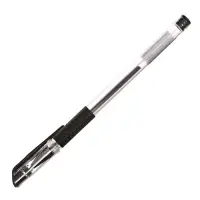 Ручки гелевые LANCER 12 штук, 0.5 мм, чёрный стержень, прозрачный корпус, с резиновым держателем