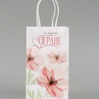 Пакет подарочный &laquo;Сердце&raquo;, цветы, 12&times;21&times;9 см