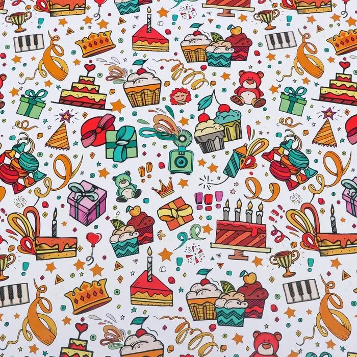 Бумага упаковочная глянцевая «Угощения», 70×100 см Бумага упаковочная глянцевая «Угощения», 70×100 см