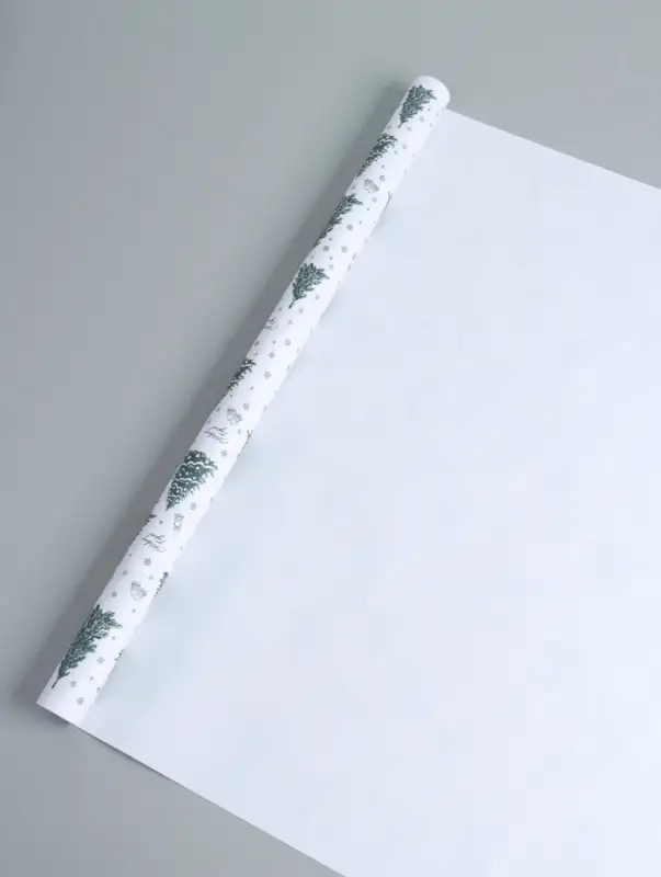 Бумага упаковочная крафт, "Ёлки", на белом 75гр/м&sup2; 0,72 х 10 м