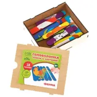 Головоломка Лесная мастерская &laquo;Собери 6 картинок. Ферма&raquo;, двусторонние палочки