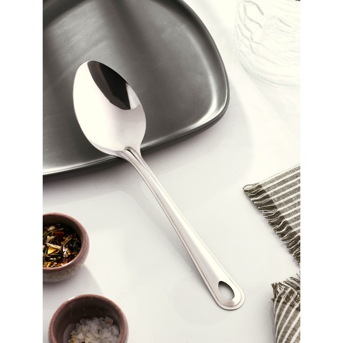 Ложка гарнирная из нержавеющей стали Доляна «Виктория», 30 мл, h=25 см, цвет серебряный Ложка гарнирная из нержавеющей стали Доляна «Виктория», 30 мл, h=25 см, цвет серебряный