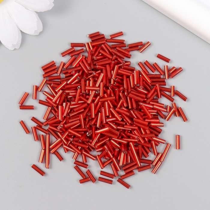 Стеклярус стекло 3”  Стеклярус стекло 3” "Красный" металлик набор 20 гр