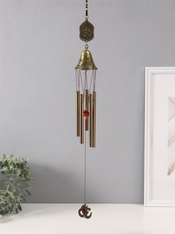 Музыка ветра металл от сглаза Музыка ветра металл от сглаза "Знак "ОМ" 5 трубочек h=55см